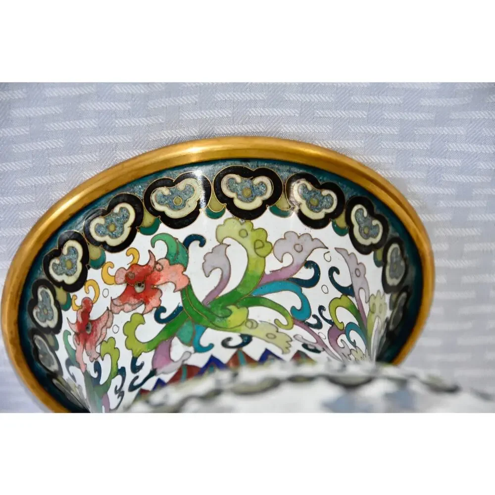 1950s Chinese Bronze Cloisonné Vase With Dragons and Phoenix